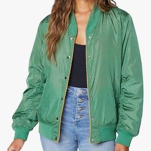 BlankNyc Two in one Reversible Bomber Jacket Size XL Green/orange Size X…